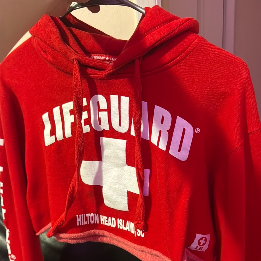 Red Cropped Varsity Jacket - Picture 4 of 4
